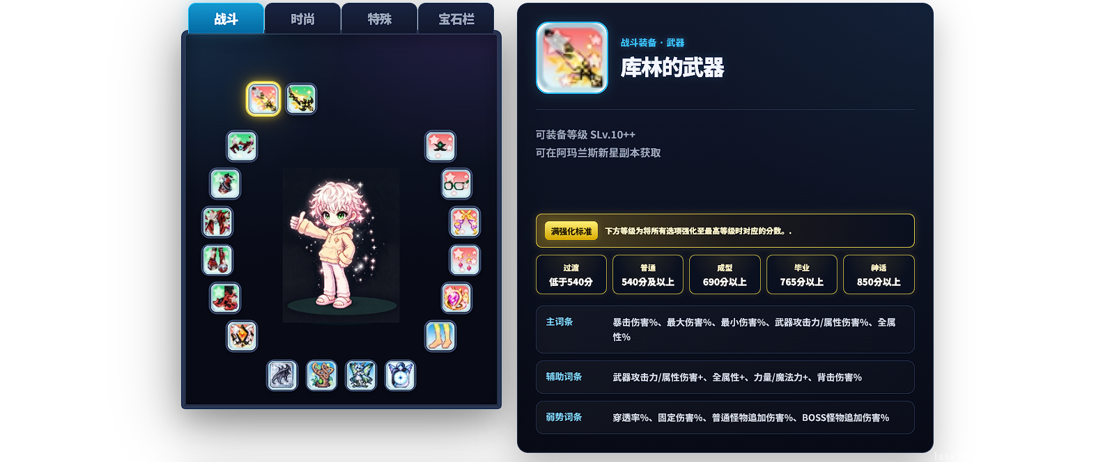 LATALE角色装备评分系统
